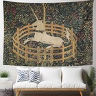 Tapestry Artwork Wall Hanging Medieval Vintage Hunting Unicorn Captivity 60x8   