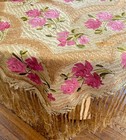 Antique Hungarian Matyo Heavily Hand Embroidered Silk Piano Shawl  Zz427