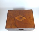 Antique Wooden Inlay Box  Jewelery  Sewing  Trinket Box