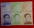 Venezuela  3 Paper Money 500 20 000 50 000 Bolivares Soberanos  Unc  Free Shippi