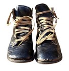 Vintage Simplex Flexies Kids Leather Boots Size 6e Black Lace-up Made In Usa Wi