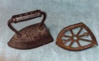 Antique Vintage Cast Iron  iron   No  8 W matching Cast Iron Base Pad Made Usa
