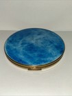 Vintage Mid Century Stratton Turquoise Blue Powder Compact W Mirror   Puff 4   