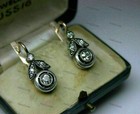 Antique 2 Ct Simulated Diamond Rose Gold Plated Silver Women s Hoop Earrings 