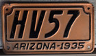 Arizona 1935 License Plate  Original Copper Paint Yavapai County
