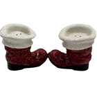 Vintage Fitz And Floyd Christmas Salt And Pepper Shakers Red Santa Claus Boots 