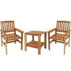 Meranti Wood 3-piece Patio Conversation Set With 2 Chairs By Sunnydaze