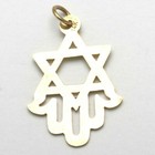 Vintage 14k Yellow Gold Hamsa Star Of David Pendant Large Made In Israel