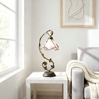 Tiffany Style Pink Flower Stained Glass Table Lamp Vintage Bedside Light 9 In