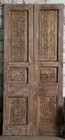 Vintage Carved French Double Doors Floral Distress Wood Sliding Barn Door 80x36