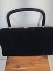 Vintage Garay Black Velvet Clutch Handbag Purse Frame Bag W  Clasp Nice 