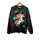 Tipsy Elves Men   s Santa Unicorn Ugly Christmas Crew Neck Sweater Size Large
