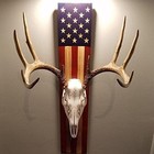 European Trophy Mount Plaque Skull Hanger Kit  Usa Flag Game Display Wooden Deer