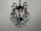 Antique Vintage Brass   Crystals Small Chandelier French Lamp Lighting Fixtures