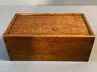 Antique 19th C Dovetailed Slide Lid Sewing Box  Tray Tools Notions Oak Wooden
