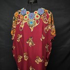 Jovie Embroidered Caftan Dress Red Floral Boho Maxi Flowy One Size Kaftan
