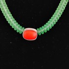 Green Glass Beaded Sterling Set Necklace Bracelet Silver 925 Unmarked Artisan