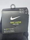 Nike 2 Pair Vapor Knee High Black Baseball Socks Sx4810-005 Men Size Medium 6-8