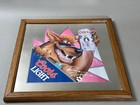 Vtg 1990 Coors Light Beer Beerwolf Wolf Framed Mirror Bar Sign 16  Free Ship