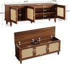 55-inch Shoe Bench With Lift Top Storage  2-tier Entryway Bench With Rattan Door