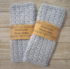 Crochet Handmade Spa Bath Wash Cloth Cotton Facial Reusable Blue Shell 2pc