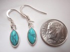 Very Small Turquoise Marquise 925 Sterling Silver Dangle Earrings