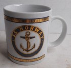 Norwegian Cruise Lines White Blue 22k Gold Coffee Mug Ss Norway 3-1 2  X 3  Wide