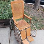 Antique Wooden And Cane Wheelchair
