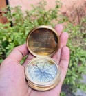 Antique Nautical Brass Wooden Box Compass Maritime Navy Marine Ship Desk Compa
