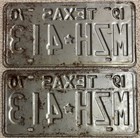 Nice Original Pair Of 1970 Texas License Plates Mzh 413