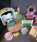 Vintage Fisher Price Loving Family Dollhouse Lot 13 Items Early 90 s - 00 s