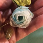 Vintage Millinery Flower Aqua Blue 1  Rose   Buds   Velvet Leaf G84