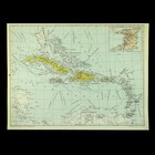 Wwii Era West Indies Map Caribbean Vintage Original Jamaica Puerto Rico Haiti