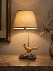 Vintage Brass Bird Table Lamp  Roadrunner Figure  Black Base  Art Deco Style