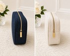 Authentic Chanel Beaut   Tweed Pouch Set Nwot  champagne   Shimmer Navy 
