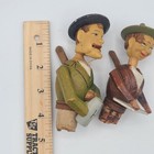 Vtg Wood Carved Hand Painted Mechanical Cork Bottle Stopper Lot Of 2 Read