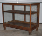 Antique Oak   Glass Country Store Floor Display Cabinet Oak Humidor Slat Cigar