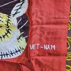 Vtg Vietnam War Silk Embroidered Tiger Wall Hanging Red Mid Century Decor 16x13