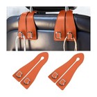 2pcs Car Headrest Hooks  Nappa Leather Metal Vehicle Double Seat Back Orange