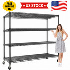 74  Tall Metal 4-tier Shelving Unit With Wheels  60  Wide Heavy Duty Storage