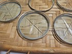 Vintage 1940 s Webster Etched Glass And Sterling Silver Coasters Set 6 W holder