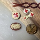 Vintage Original Mixed Lot Red Cross Fold Over Pins And Misc Pins And Buttons 
