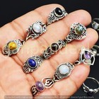 1000pcs Lot Turquoise   Mixed Gemstone Rings 925 Sterling Silver Plated Jewelry