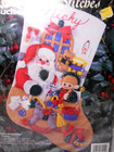 Bucilla Santa s Workshop Jeweled Beaded Stamped Felt Christmas Stocking Kit New