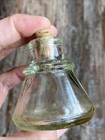 Citron Yellow Green Hue Uranium Glass Cone Ink Bottle Applied Lip Ring Shoulder