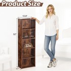 Wood Bookcase Open Shelf Bookshelf Display Storage Organizer Rustic Brown 5-tier