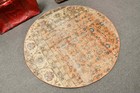 Vintage 3 9x3 9 Ft Rug  Round Turkish Rug  Brown Oriental Wool Rug