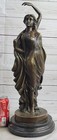 Graceful Woman Classical Bronze Figure Statue Sculpture Young Maiden On Marble