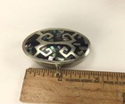 Mexican Silver Alpaca Inlay Pill Box Marked 2 Inch