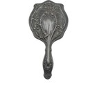 Antique Art Nouveau Hand Mirror Heavy Floral Repousse Silverplate Vanity Vintage